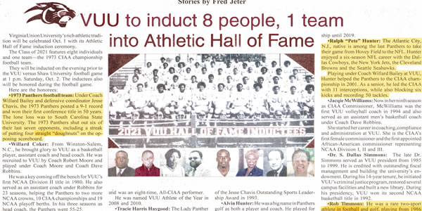 VUU to induct 8 people, 1 team into Athletic Hall of Fame